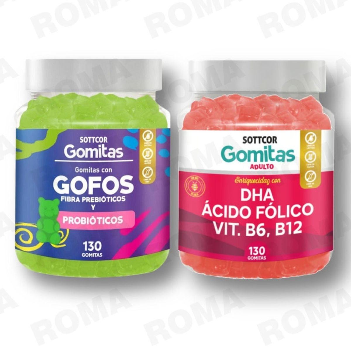 GENERICO - PACK 2 GOMITAS GOFOS PARA NIÑOS + DHA ACIDO FOLICO 260 UND