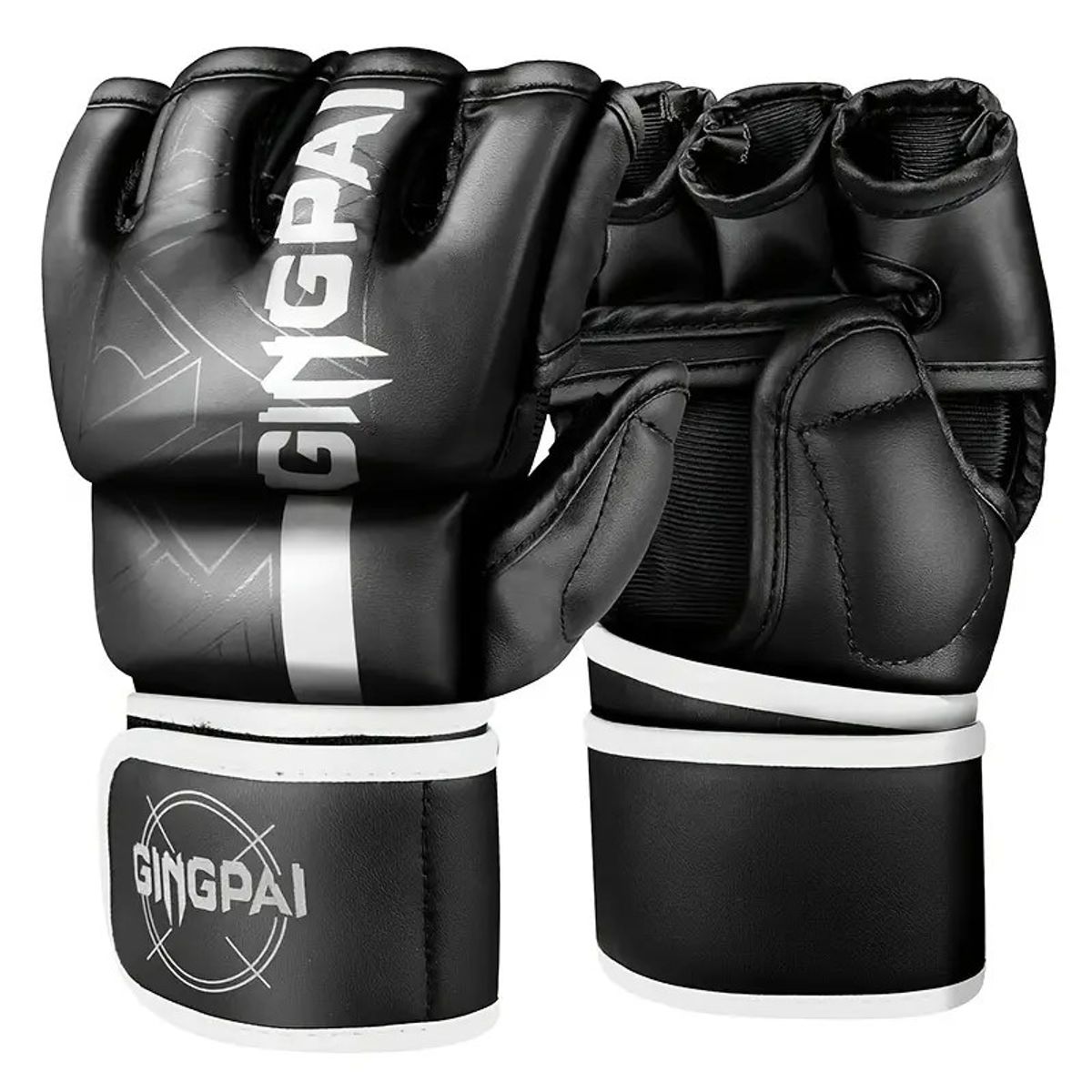 OEM - Guantes GINGPAI G03 Kick Boxing MMA Profesional Negro