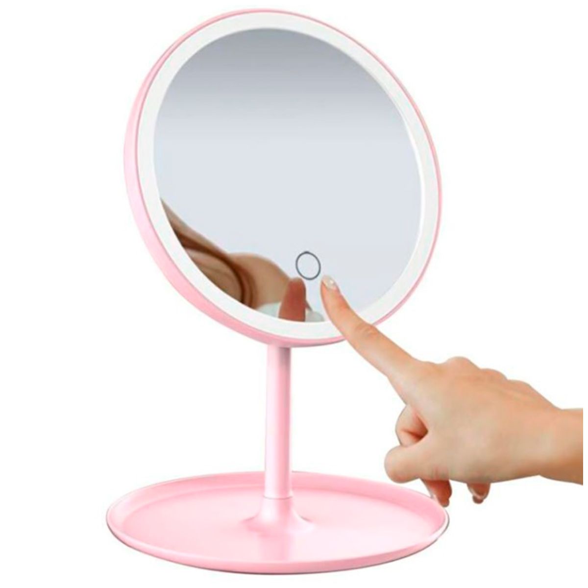 GENERICO - Espejo Led Tactil Maquillaje Luz Escritorio Rosado