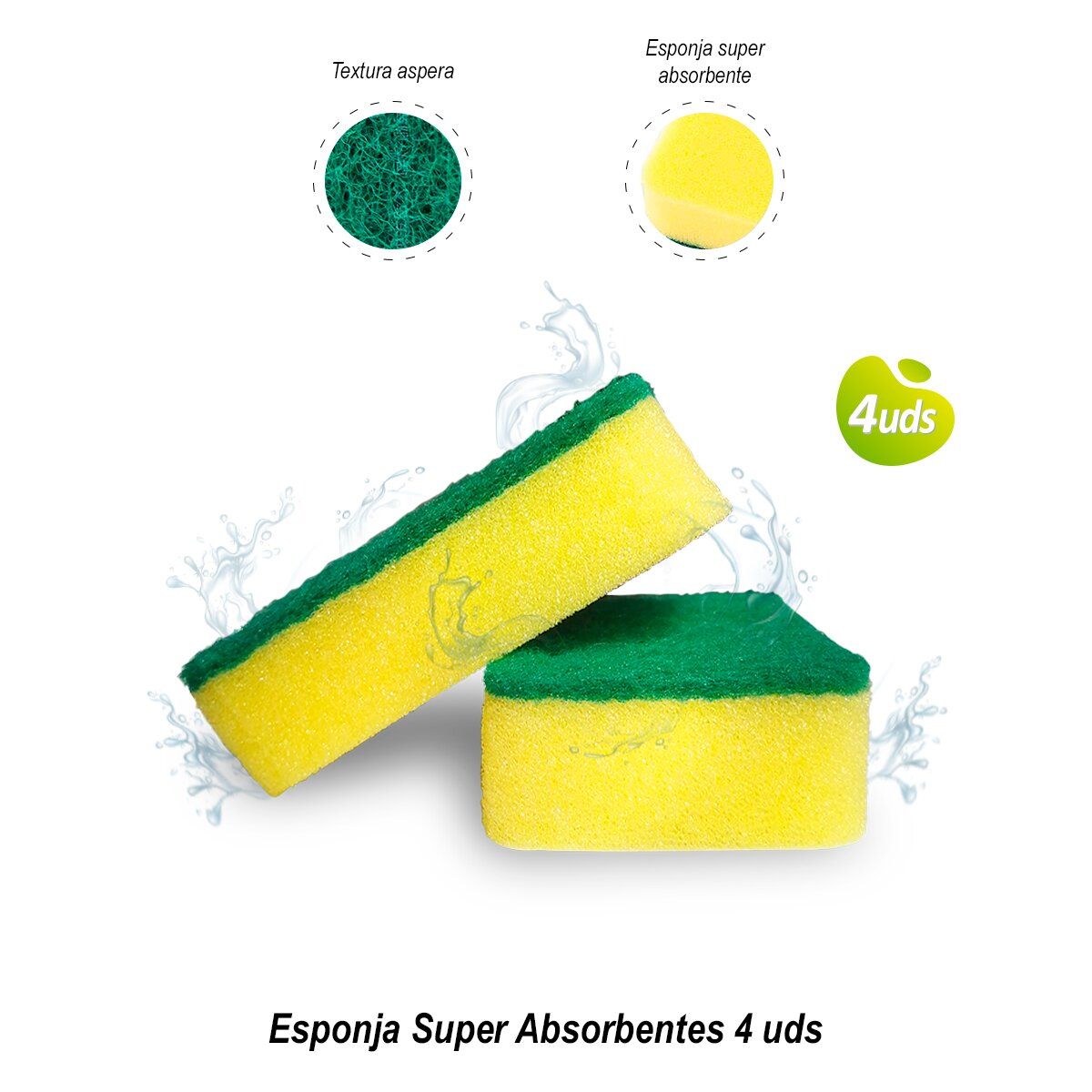 GENERICO - Esponja Super Absorbentes 4 uds