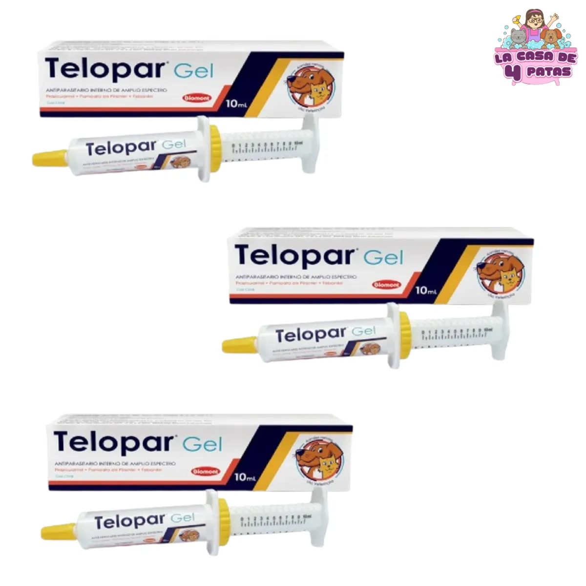 GENERICO - Antiparasitario de amplio espectro PACK 3 TELOPAR GEL 10ML