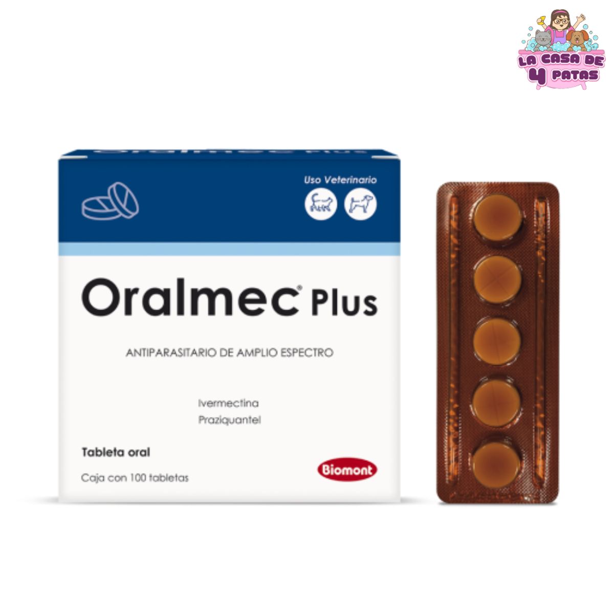 GENERICO - Antiparasitario interno ORALMEC PLUS x100 tabletas