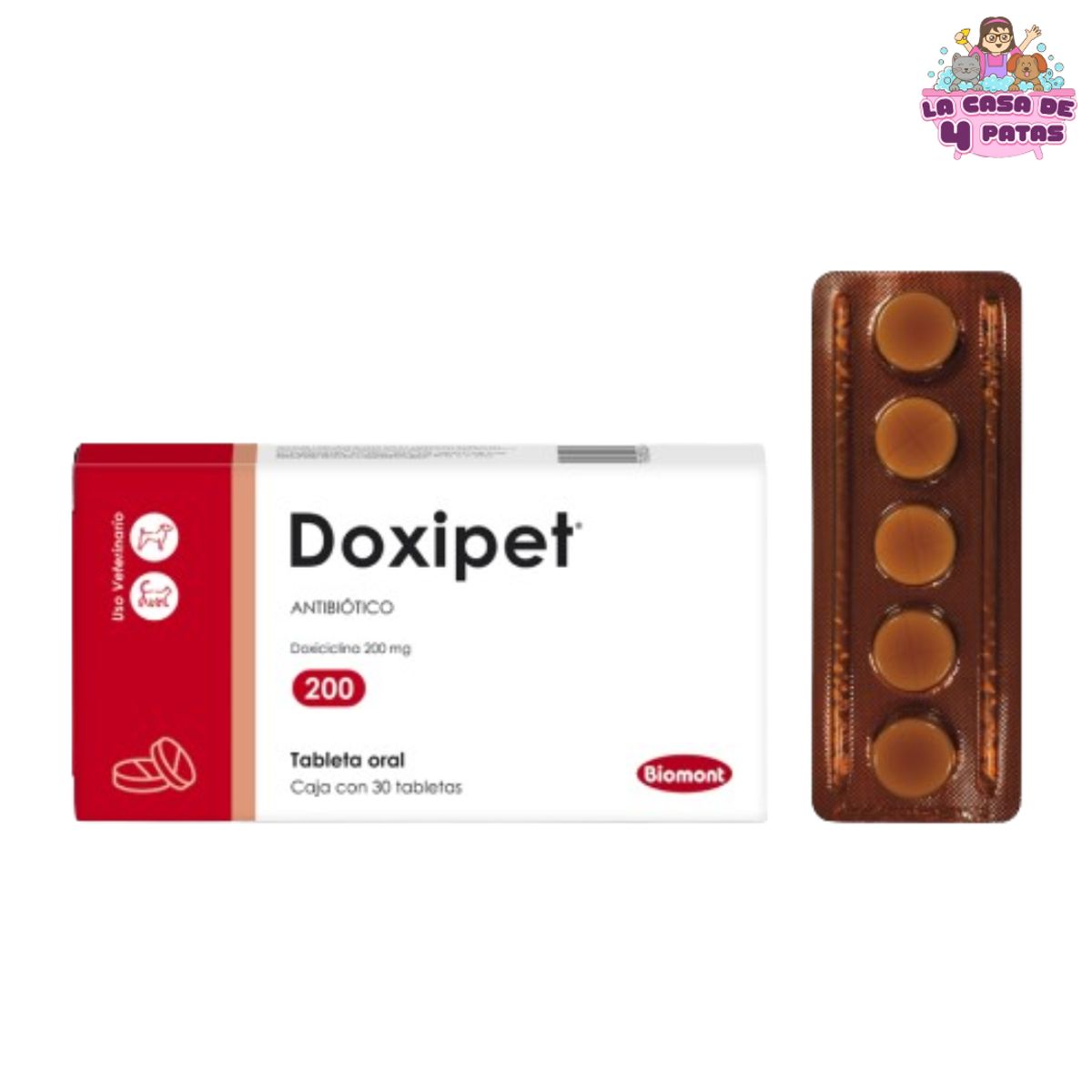 GENERICO - Antibiotico DOXIPET 200MG x 30 comprimidos