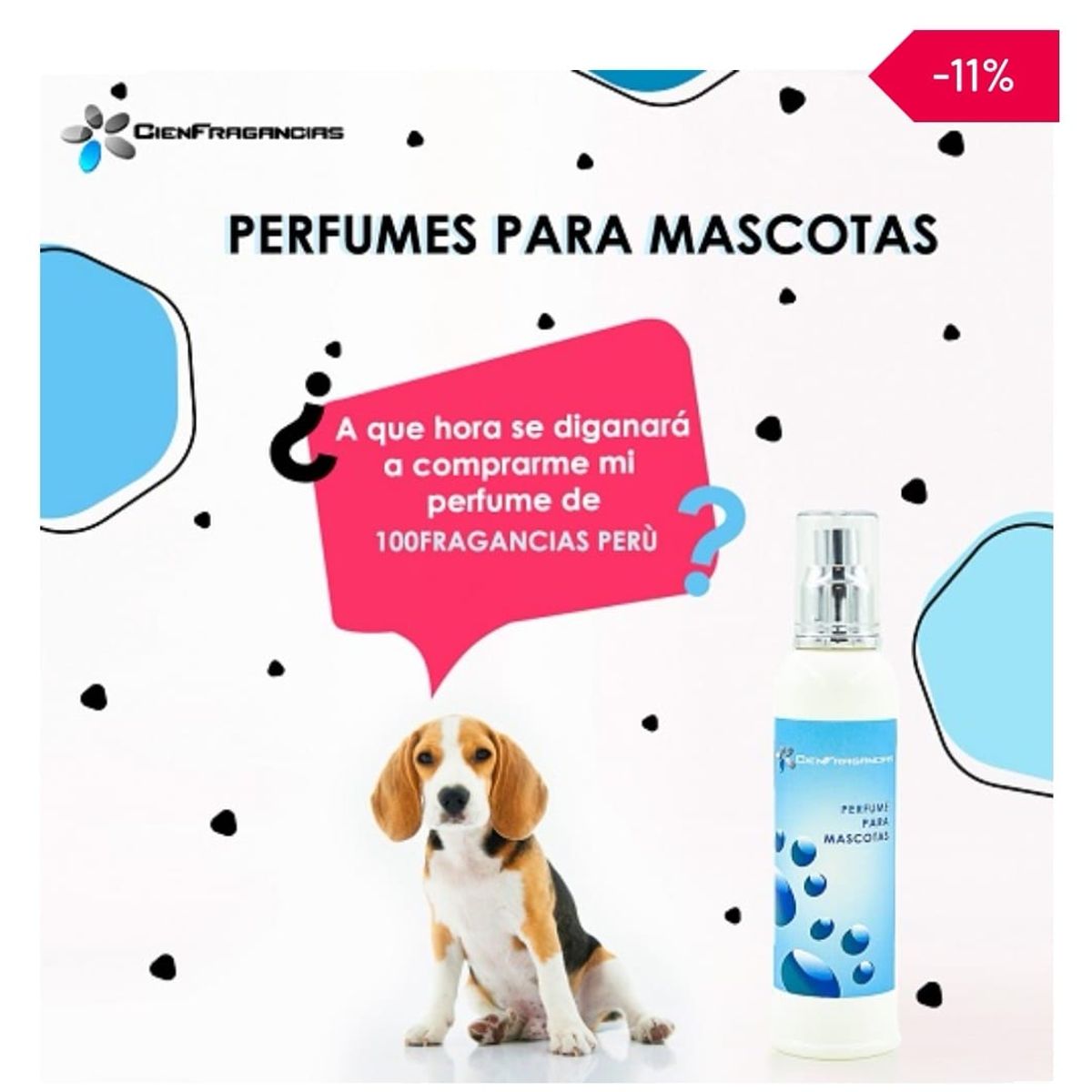 CIEN FRAGANCIAS - PERFUME VEGANO MASCOTA MACHO ACUATICA  HIDRATANTE 150ML 24H