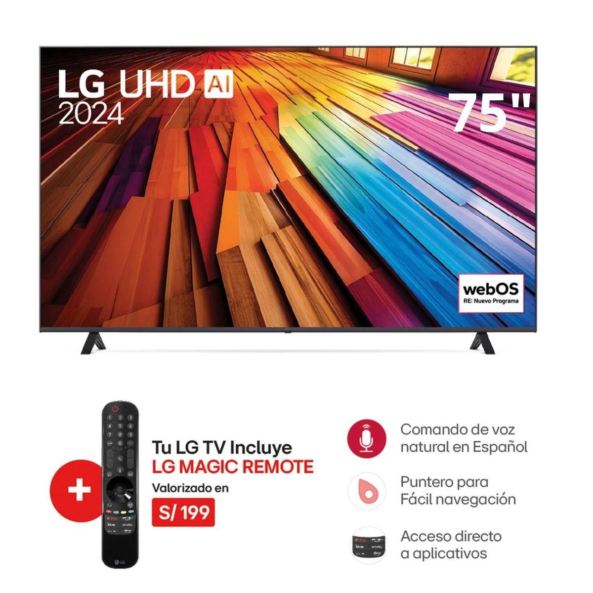 LG - Televisor LG 75 LED UHD 4K Thinq Ai 75UT8050PSB (2024)