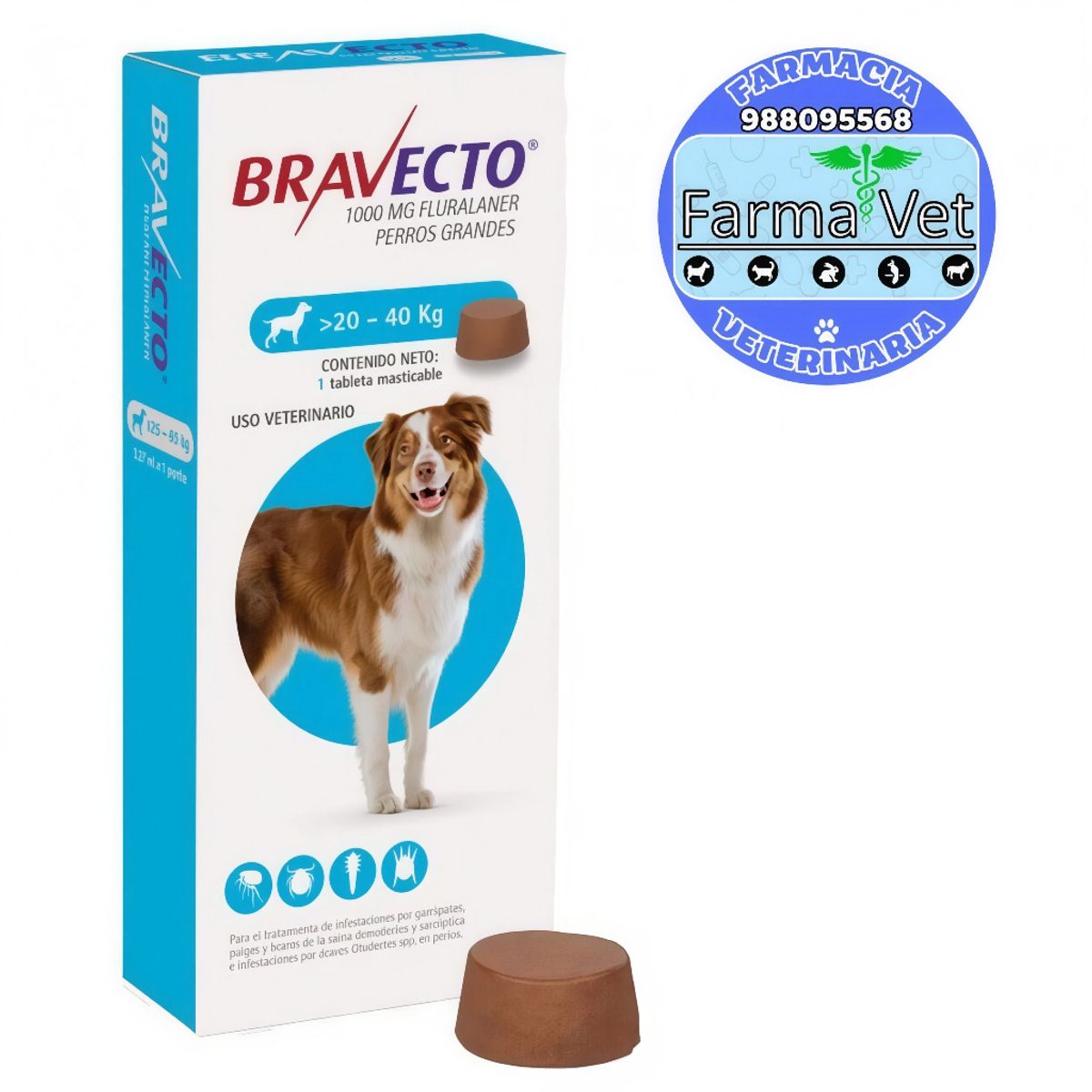 BRAVECTO - BRAVECTO 20-40 Kg CELESTE 1000 MG x 1 Tableta
