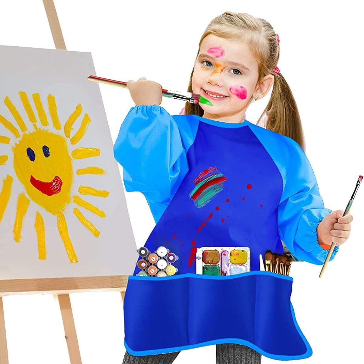 GENERICO - Mandil Impermeable de Arte Niños de 5 a 7 años Azul