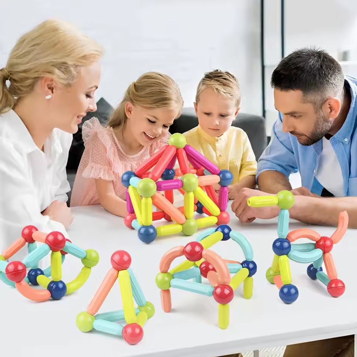 GENERICO - Bloques de construcción imantados - Palos magnéticos 64 piezas