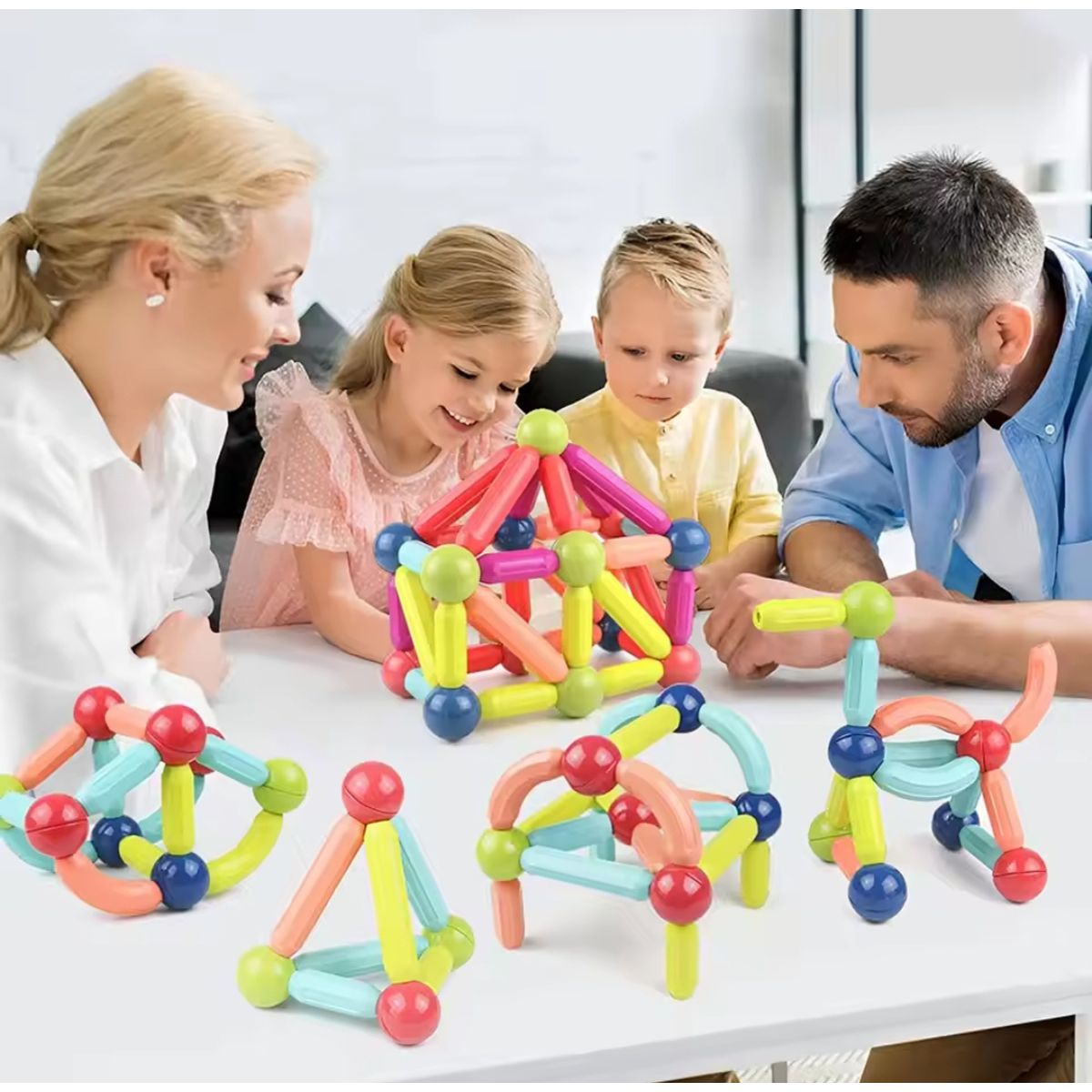 GENERICO - Bloques de construcción imantados - Palos magnéticos 64 piezas