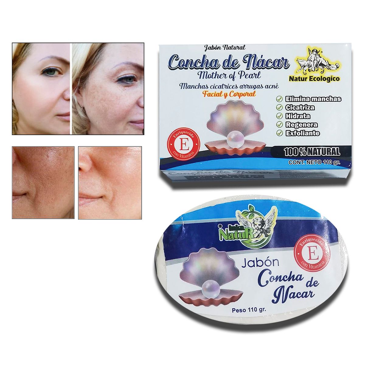 GENERICO - Jabón natural  de nacar aclarador con Aloe vera