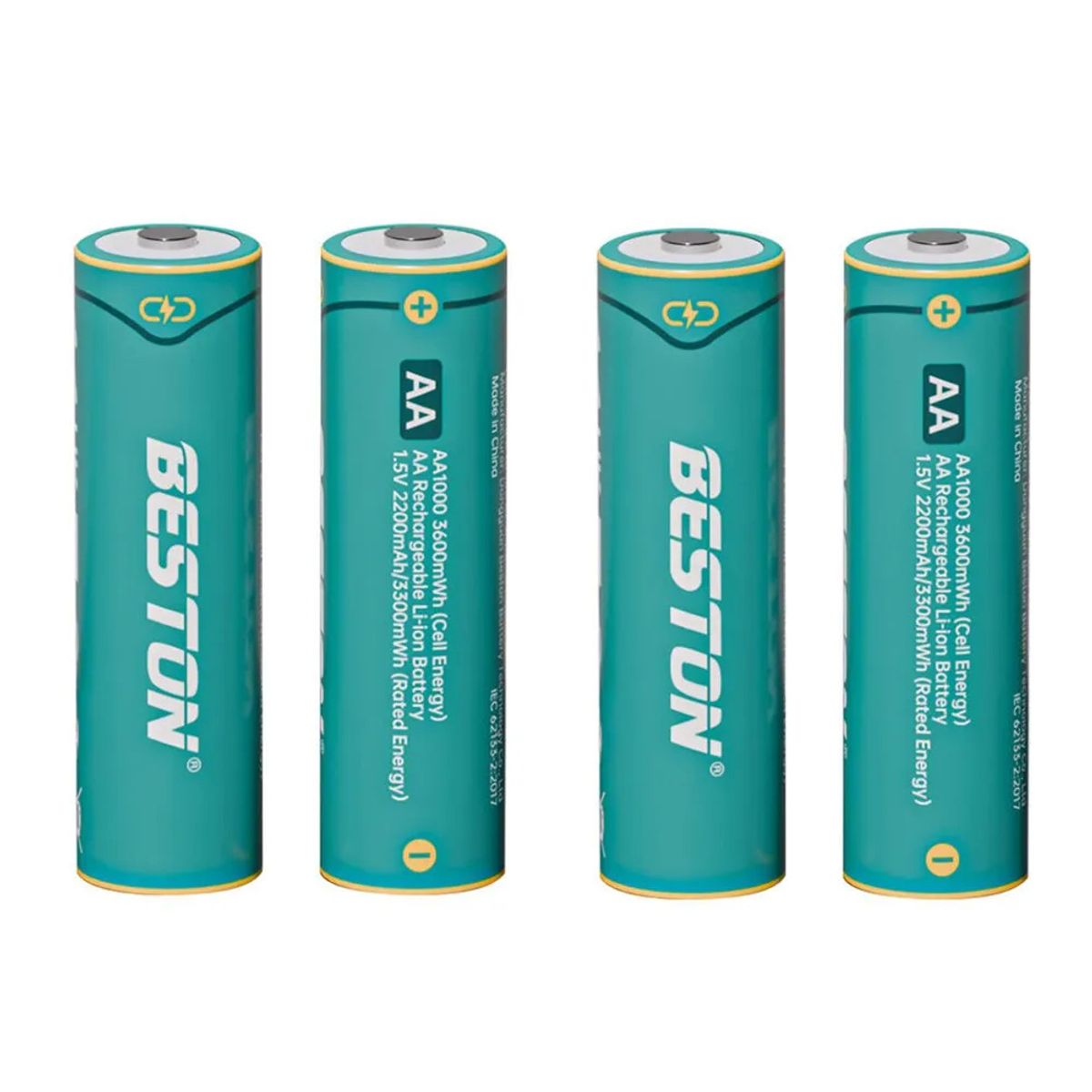 BESTON - Pila AA Litio Recargable 2200mAh 1000 Ciclos x 04 Unidades