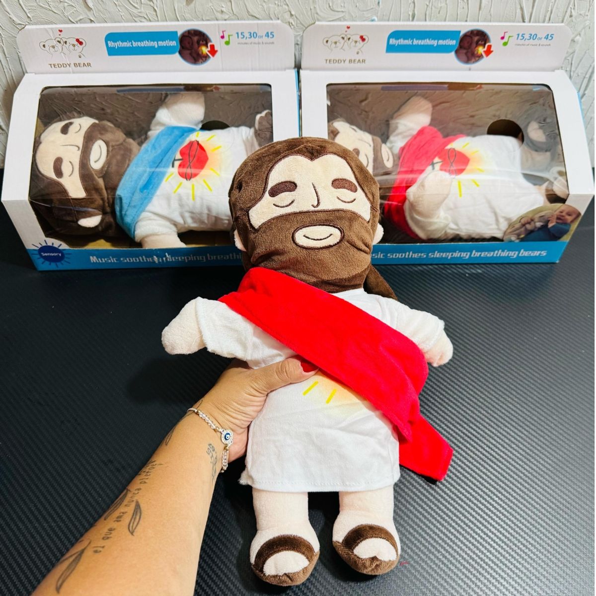 GENERICO - Peluche de Jesús que respira con controlador Rojo