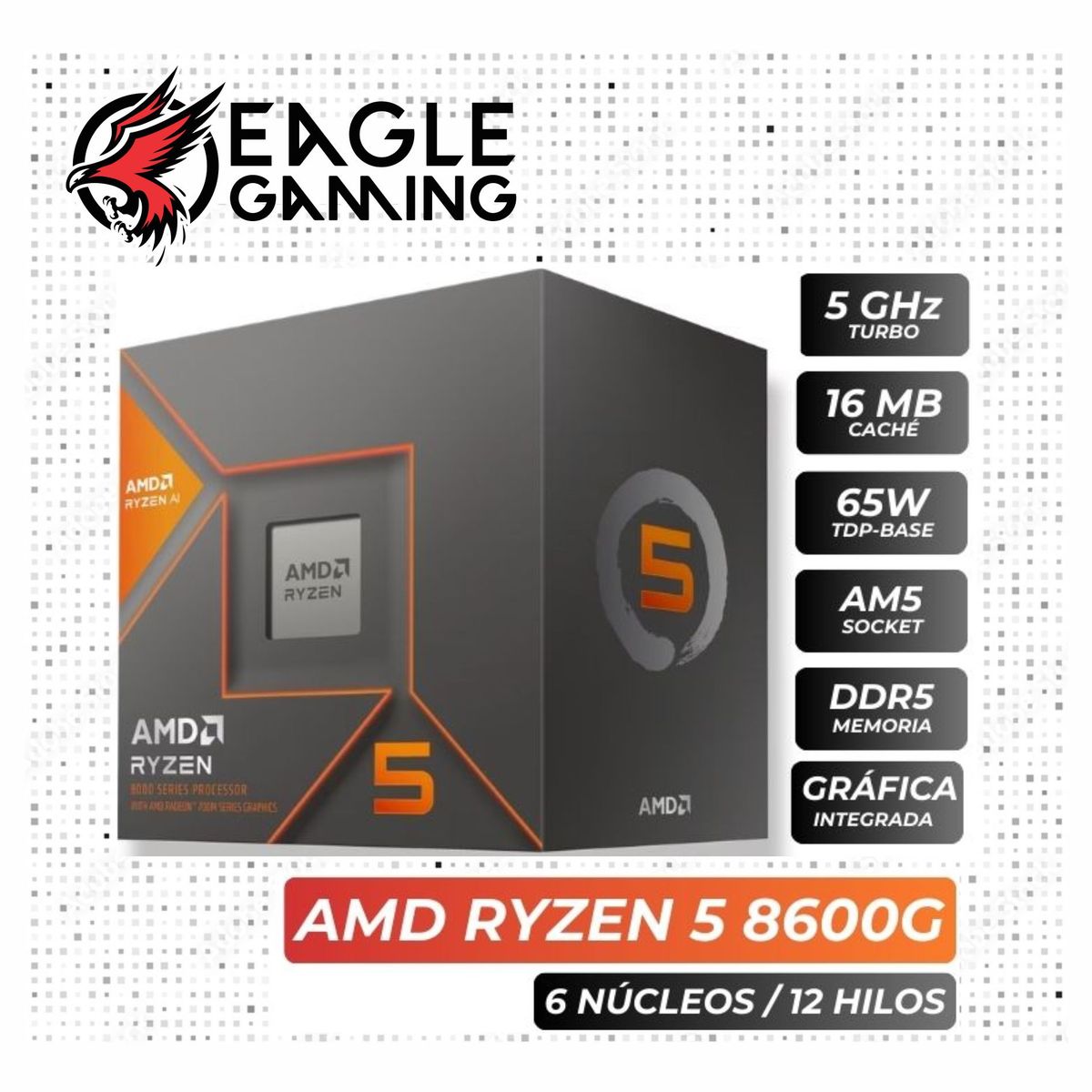 AMD - COMPUTADORA PC RYZEN 5 8600G RAM 16GB + SSD 512GB + RADEON 760M