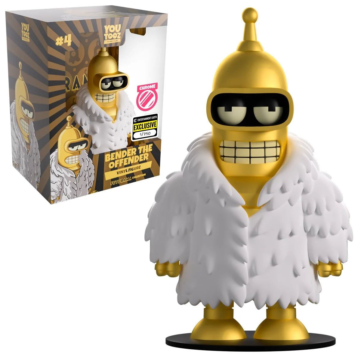 FUNKO - Futurama Collection Bender the Offender Gold Chrome Version Vinyl Figure - Entertainment Earth Exclusive