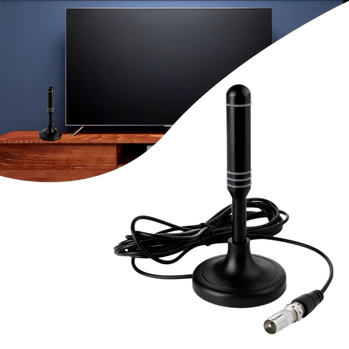 GENERICO - Antena TV Digital HD Omnidireccional 360 con Base Magnética