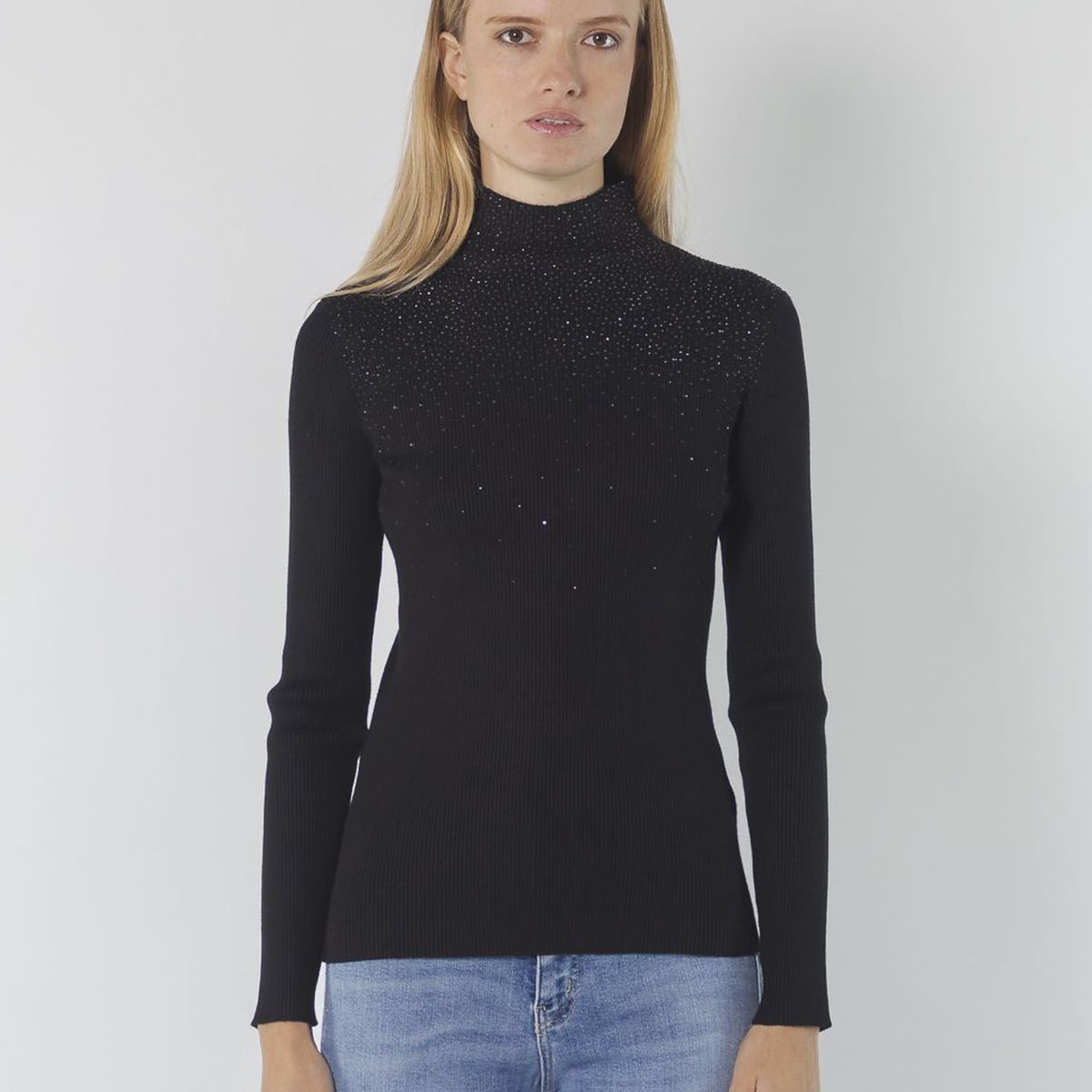 CALVIN KLEIN - SWEATER STUDED MOCK NECK
