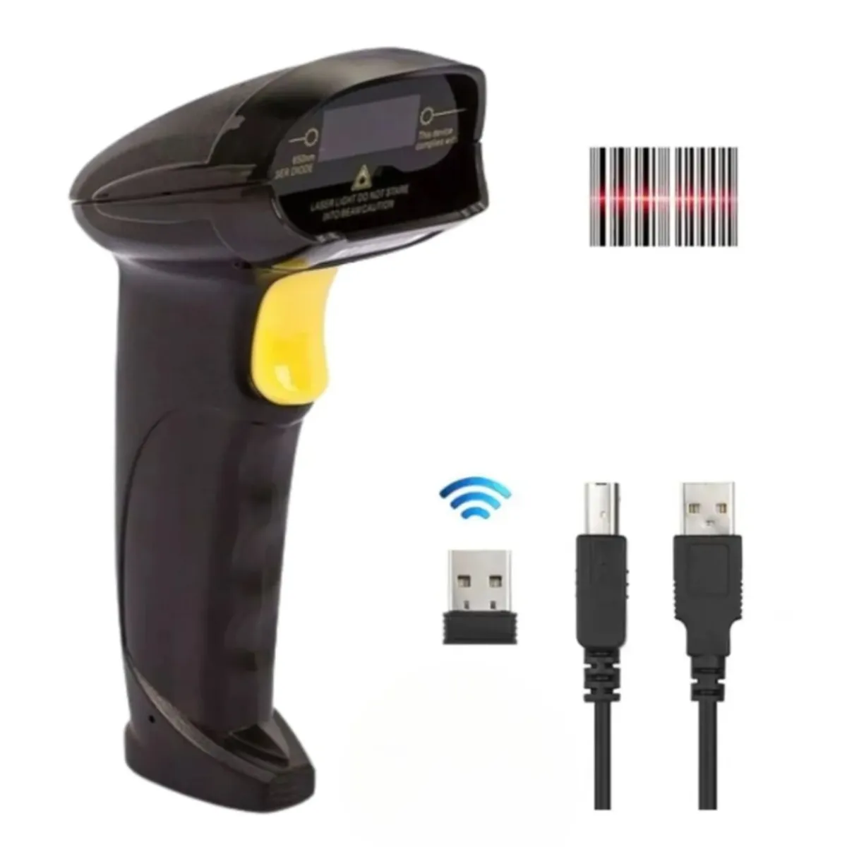 SEISA - Lector Escaner de Código Barras Inalámbrico y Cable Pistola Recargable