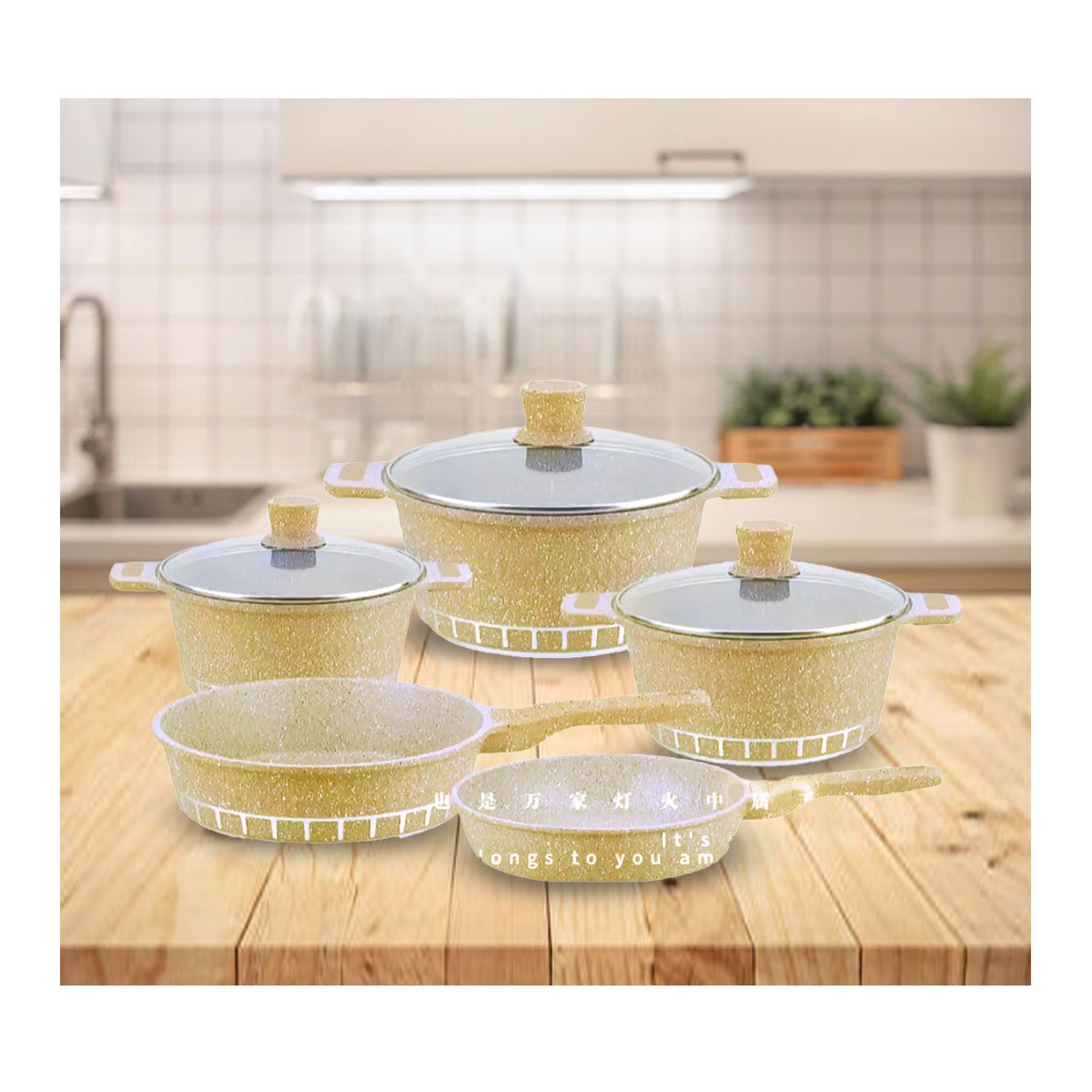 GENERICO - Set De 8 Piezas Ollas y Sartenes De Granito Keep Granite Antiadherente