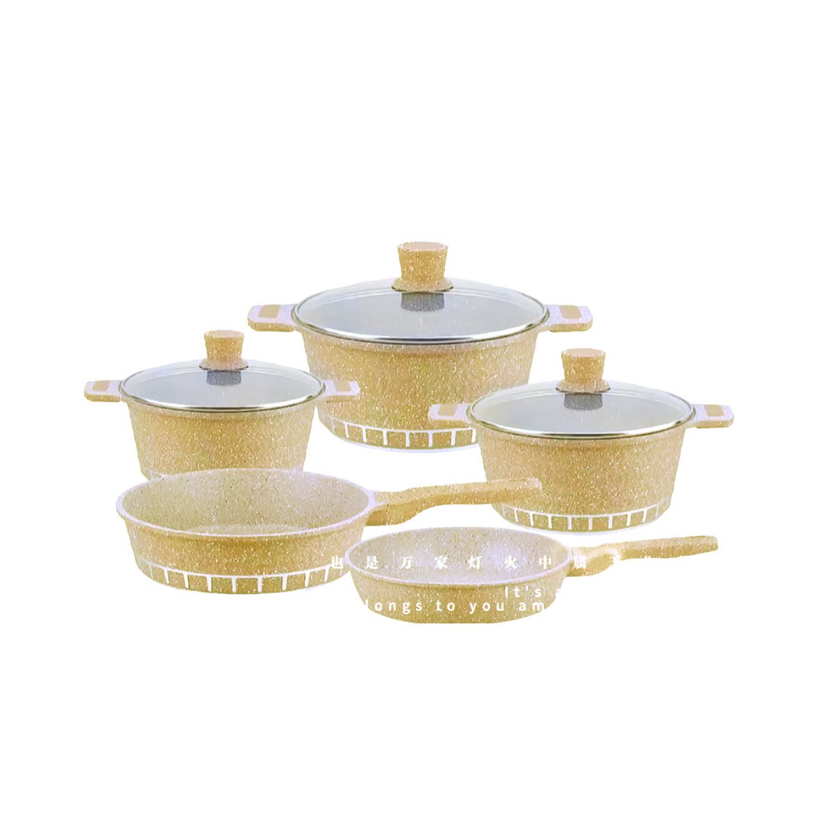 GENERICO - Set De 8 Piezas Ollas y Sartenes De Granito Keep Granite Antiadherente