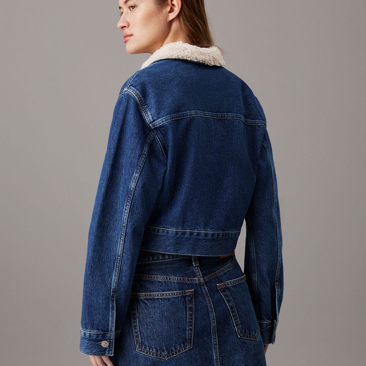 CALVIN KLEIN - CASACA DENIM ZIP JACKET SHERPA