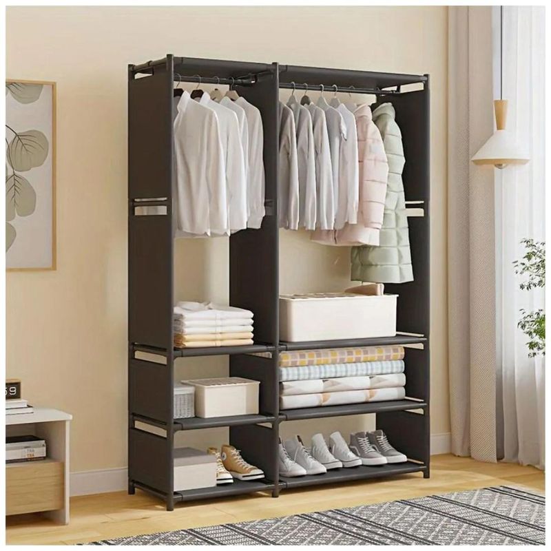GENERICO - Ropero Colgador Organizador de Ropa 2 Cuerpos 170x95x36cm Negro