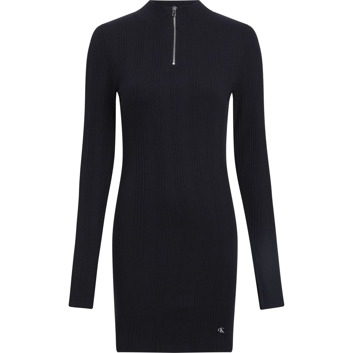 CALVIN KLEIN - VESTIDO VARIEGTAED RIB HALF ZIP LS DRE