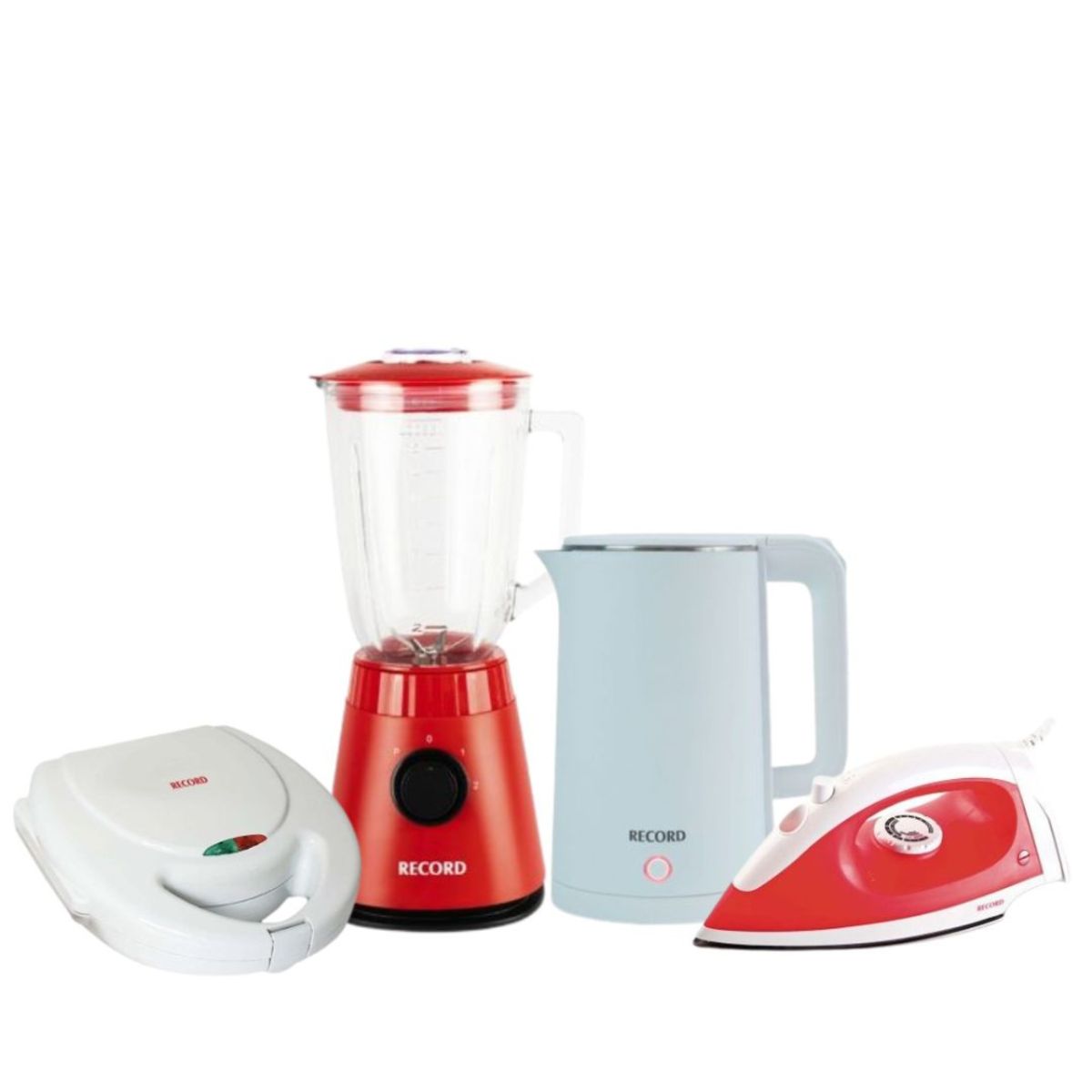 RECORD - Combo Record Hogar- Hervidor + Licuadora + Sandwichera + Plancha