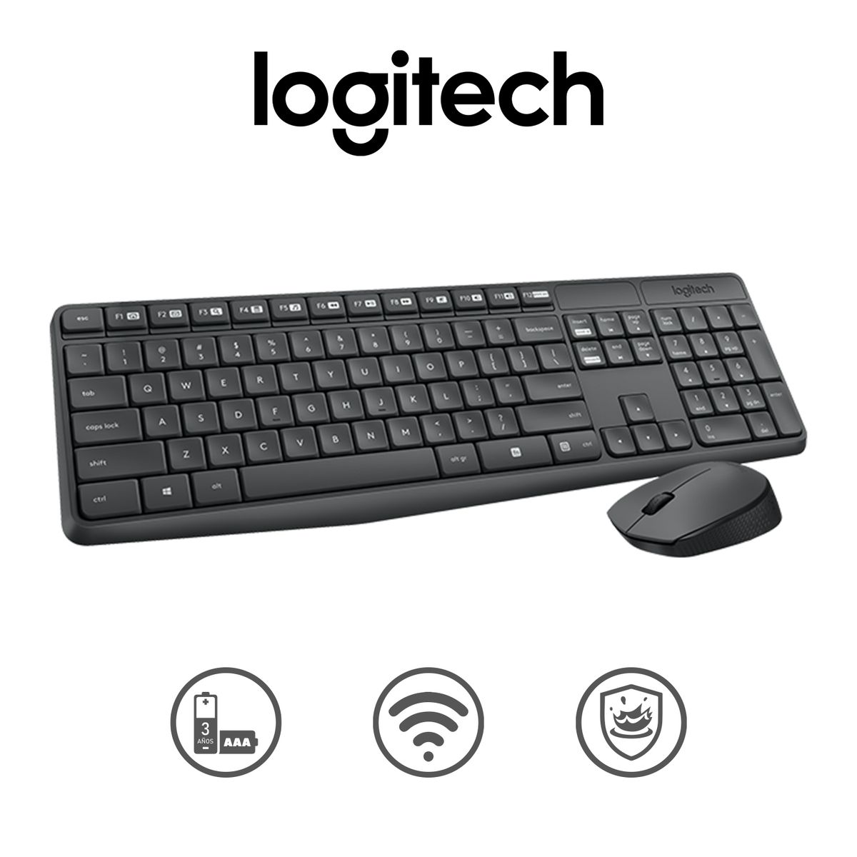 LOGITECH - Kit Teclado Y Mouse MK235 Inalambrico Negro