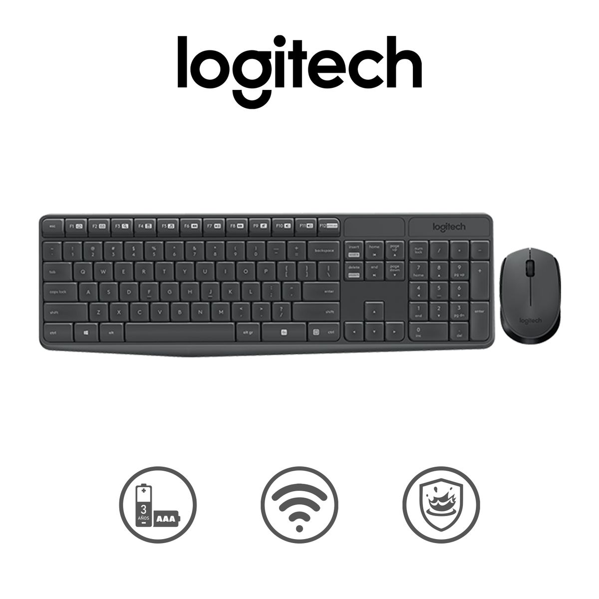 LOGITECH - Kit Teclado Y Mouse MK235 Inalambrico Negro