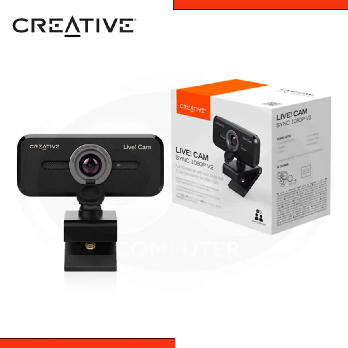 CREATIVE - CAMARA CREATIVE LIVE CAM SYNC V2 FHD 1080P CTAPA DUAL MIC USB BLACK