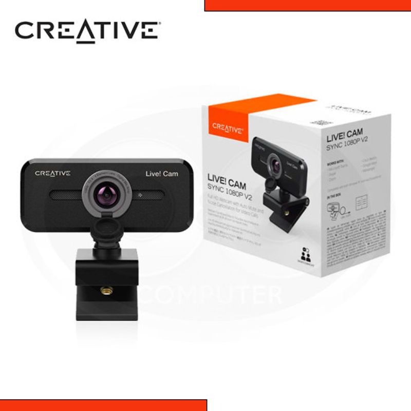 CREATIVE - CAMARA CREATIVE LIVE CAM SYNC V2 FHD 1080P CTAPA DUAL MIC USB BLACK
