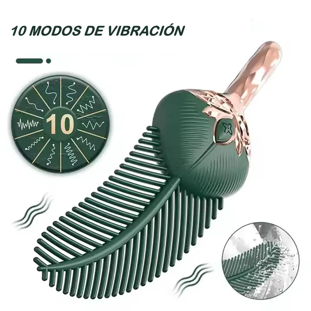 GENERICO - Vibrador Punto G en Forma de Pluma - 10 Velocidades en Color Verde