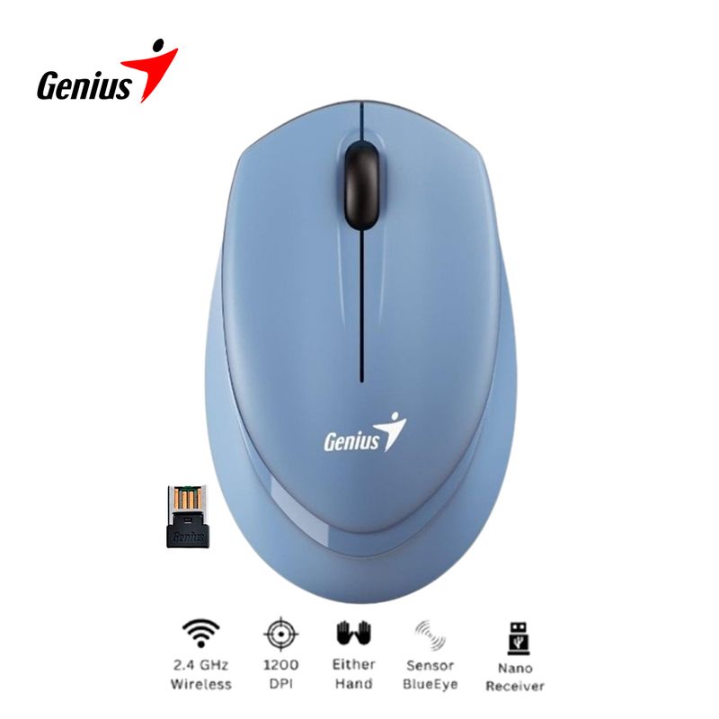 GENIUS - Mouse Inalambrico NX-7009 Blueeye 1200 dpi Azul Gris