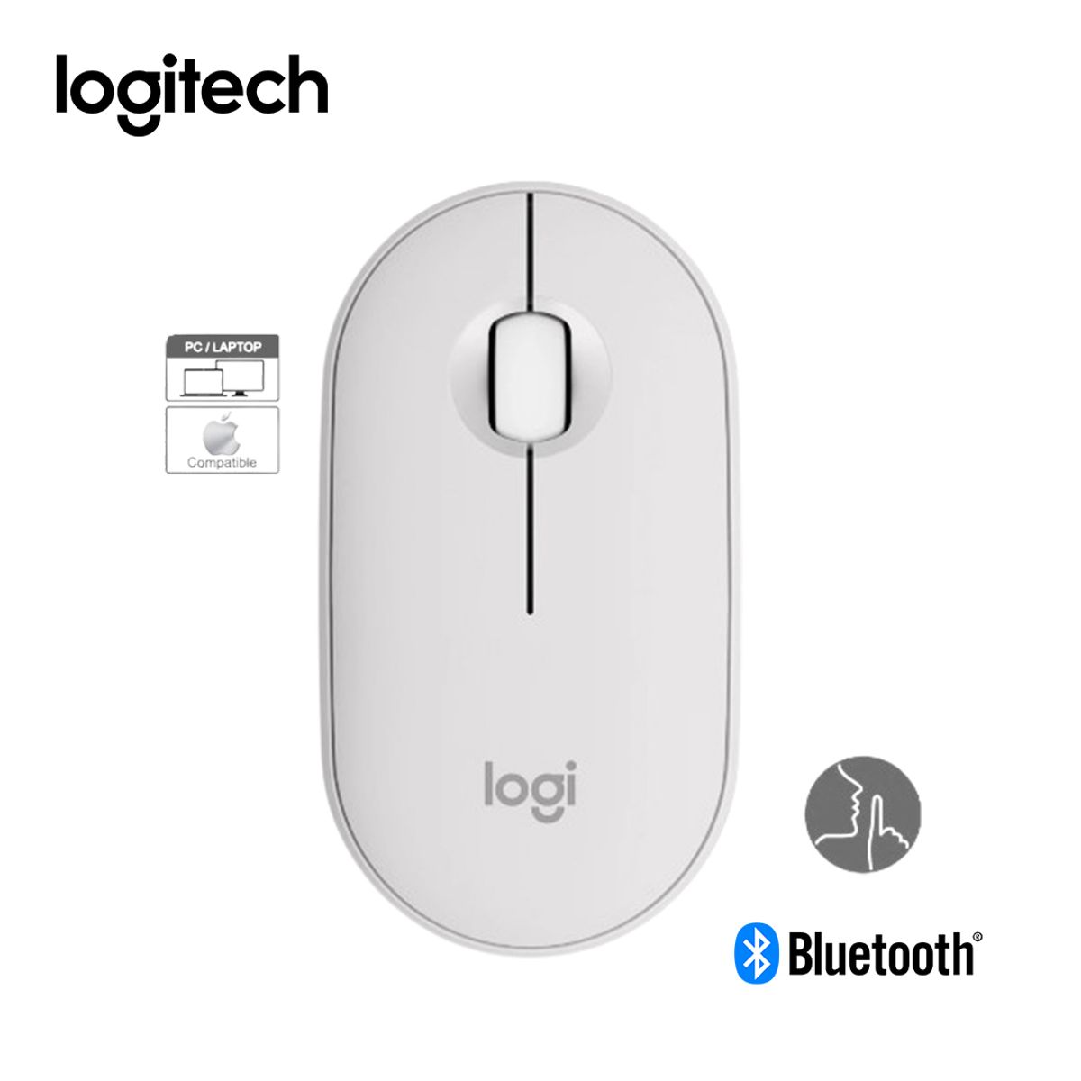 LOGITECH - Mouse Bluetooth Pebble 2 M350S Silent Touch 4000Dpi Blanco