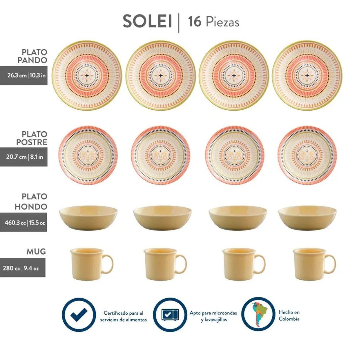 CORONA - Juego de vajillas Corona 16 piezas Solei Hogar