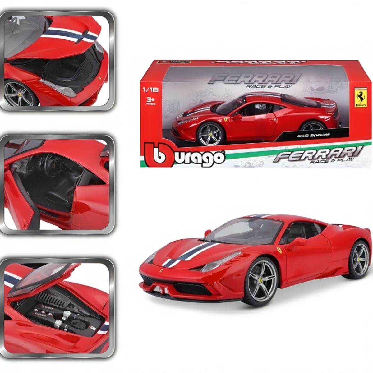 BBURAGO - Auto Coleccionable 1/18 Ferrari R&P 458 Speciale