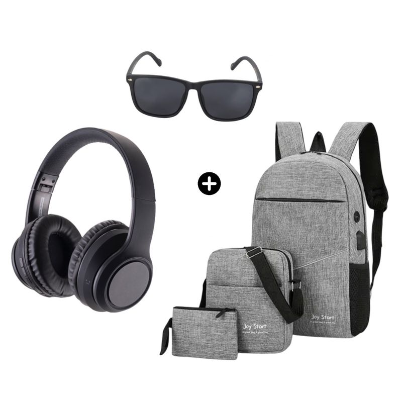 BLACKSHEEP - Audífono BlackSheep Smoke 2 BT Black+Mochila 3en1 Joy Star Gris+Lentes