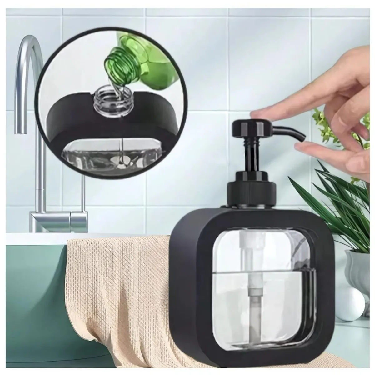 GENERICO - Dispensador de Jabón Líquido Cremas Estilo Moderno - Negro - M