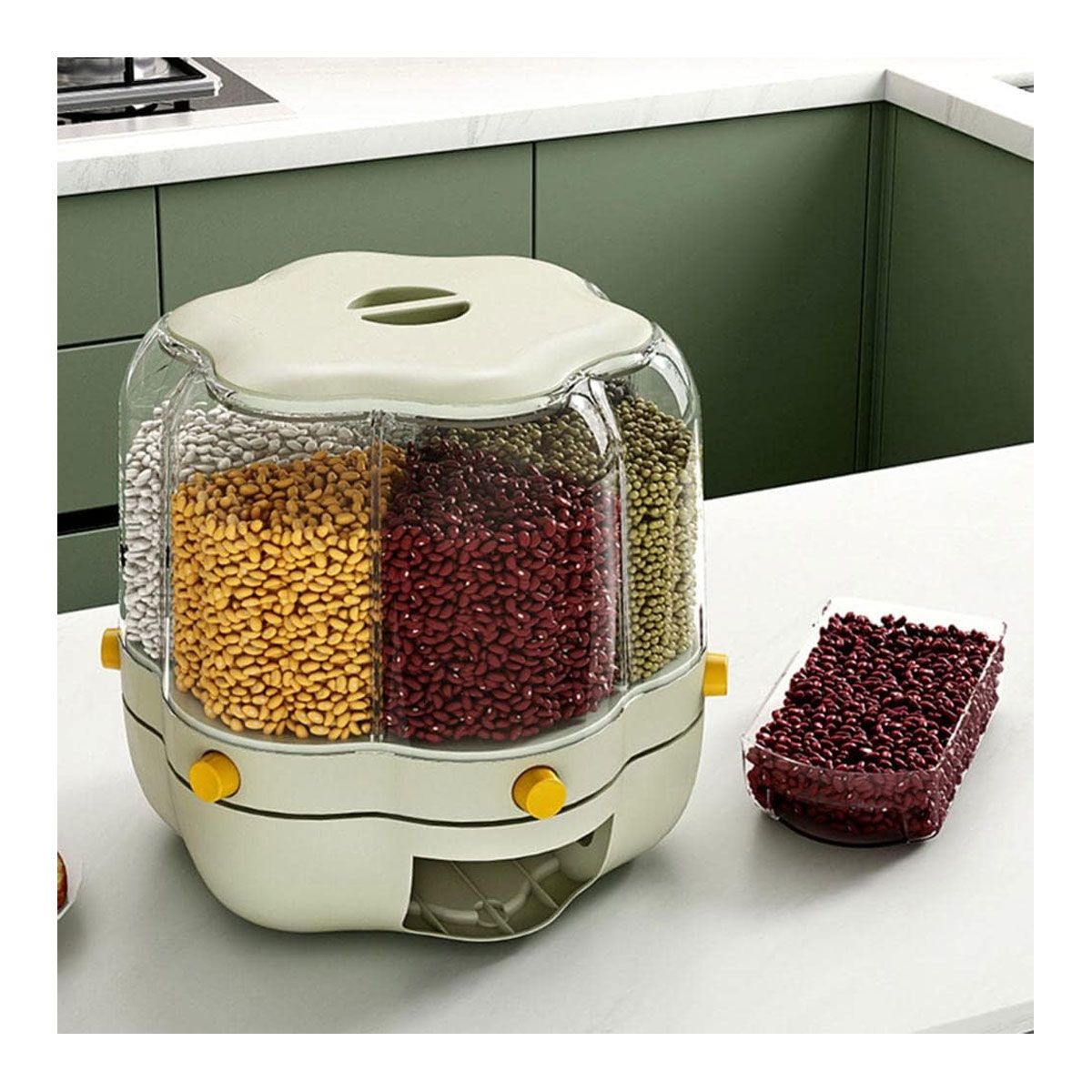 GRETAIL - Dispensador Giratorio De Menestras Arroz Flor De 6kg Verde