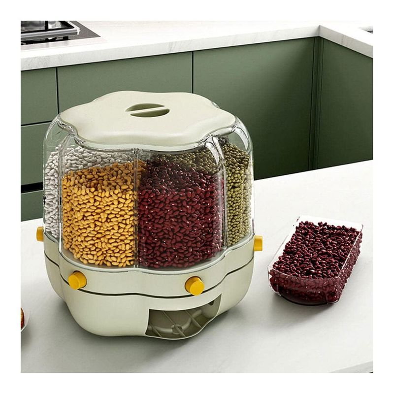 GRETAIL - Dispensador Giratorio De Menestras Arroz Flor De 6kg Verde