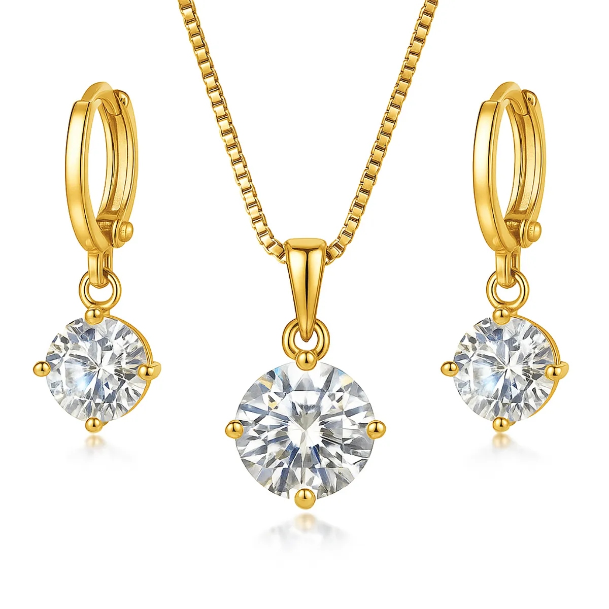 GENERICO - Set Aretes Y Collar Punto de Luz Dorado Mujer