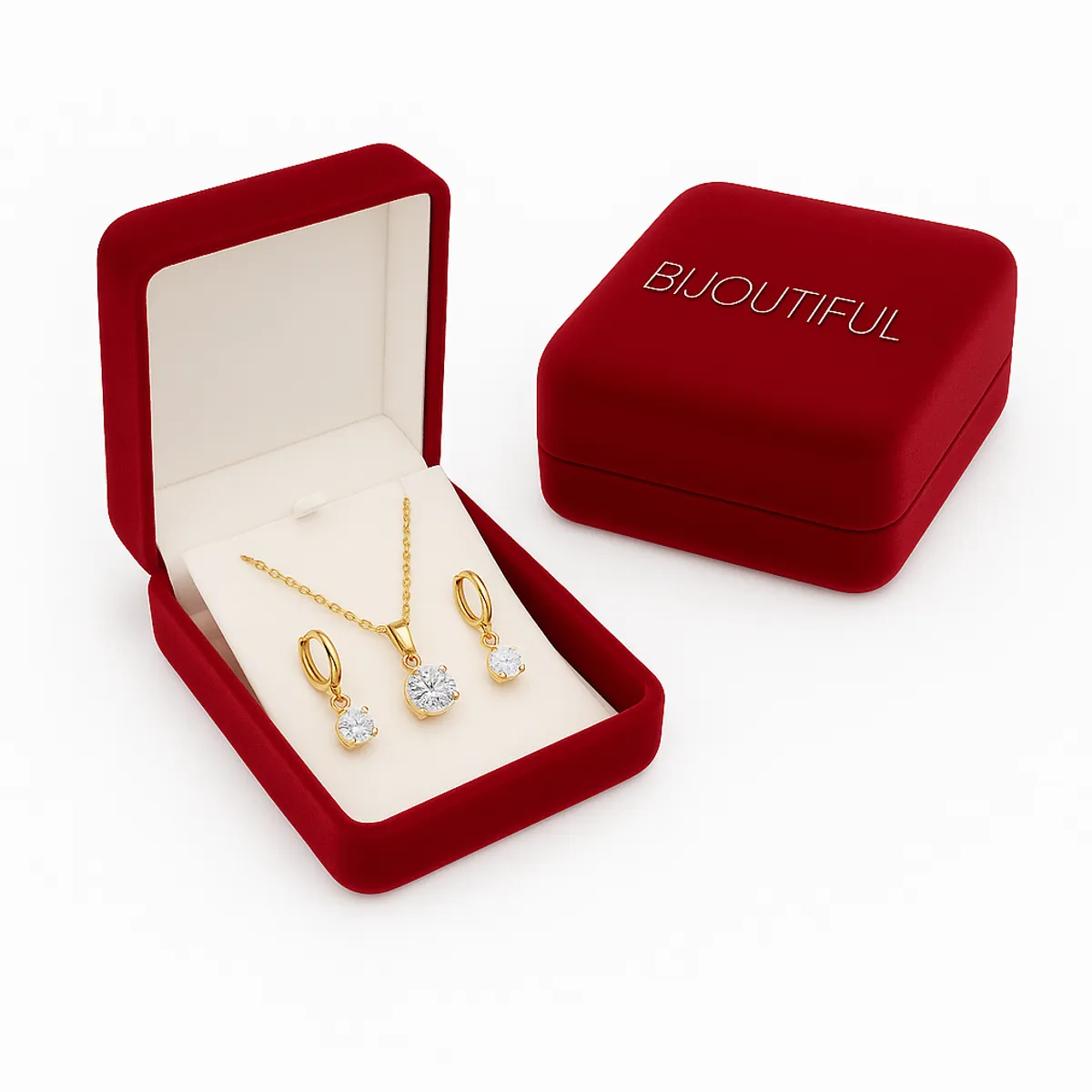 GENERICO - Set Aretes Y Collar Punto de Luz Dorado Mujer