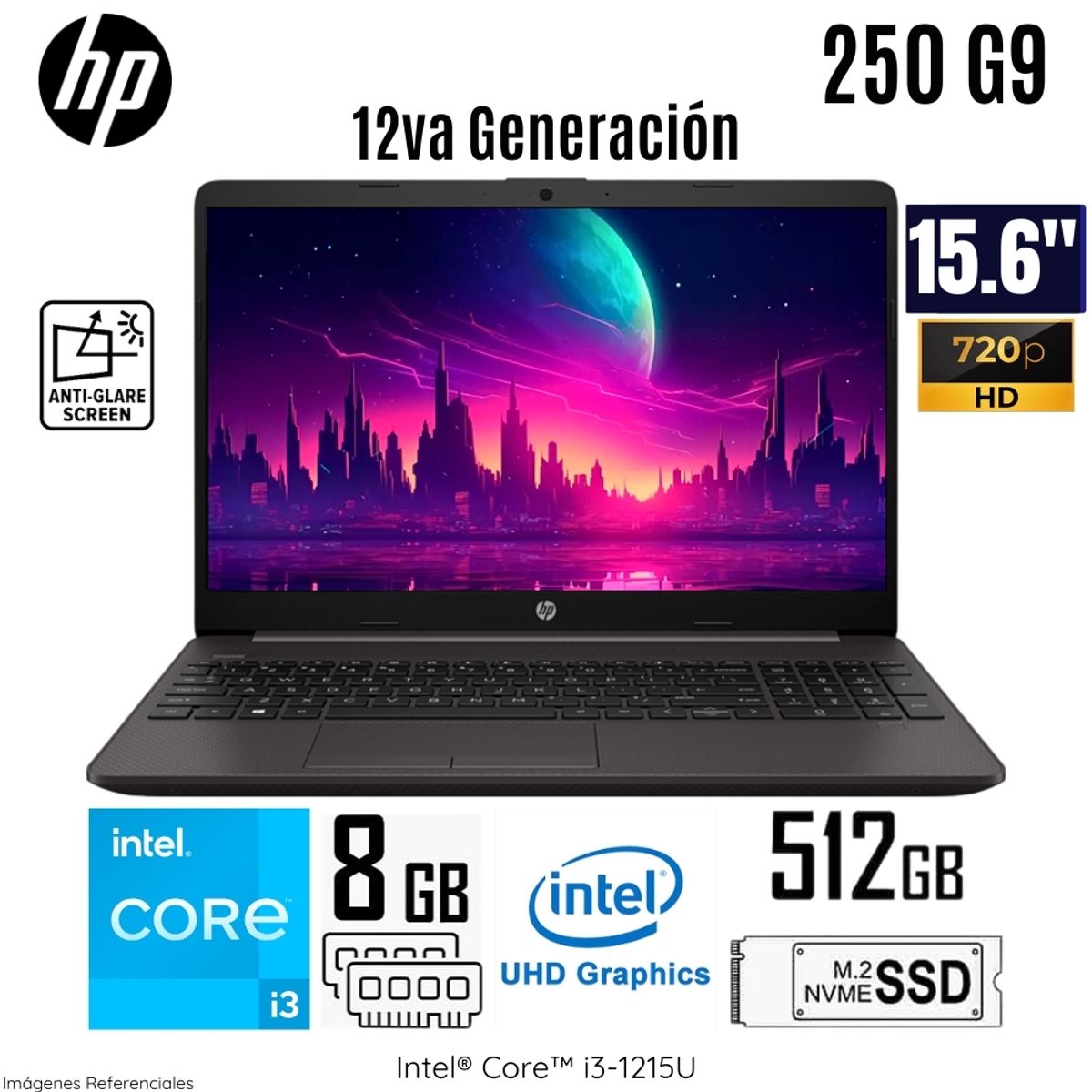 HP - Laptop HP 250 G9 Intel Core i3 1215U 8GB RAM 512GB SSD 15.6" HD Free Dos - 7C6E5LA