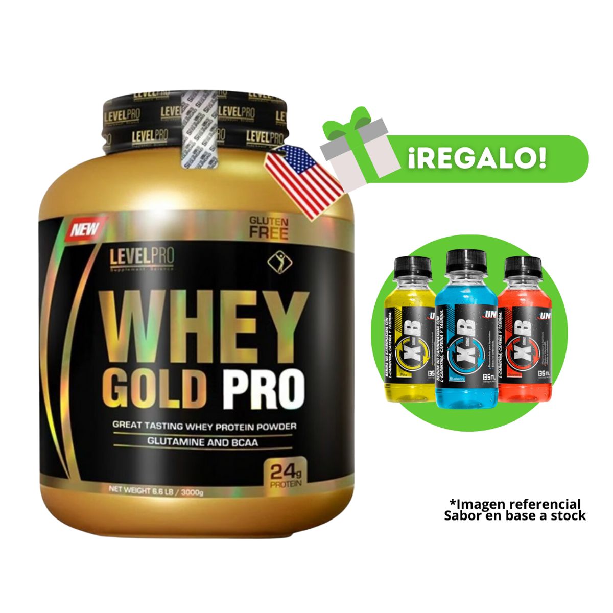 LEVEL PRO - PROTEÍNA WHEY GOLD PRO 3KG CHOCOLATE + X-B