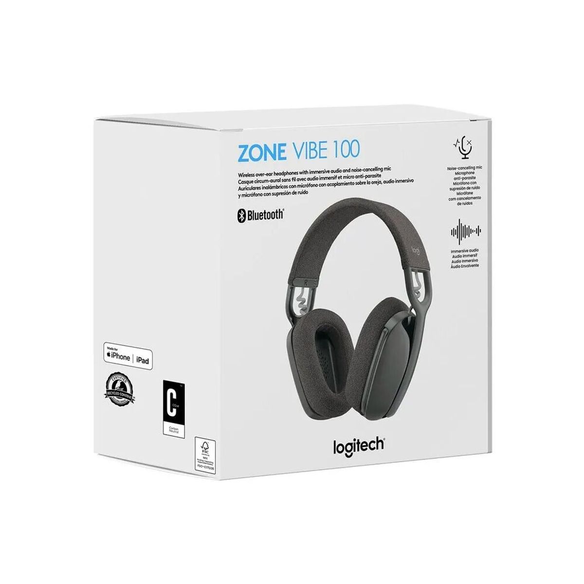 LOGITECH - AUDIFONO LOGITECH ZONE VIBE 100 (981-001214) BLUETOOTH BLACK