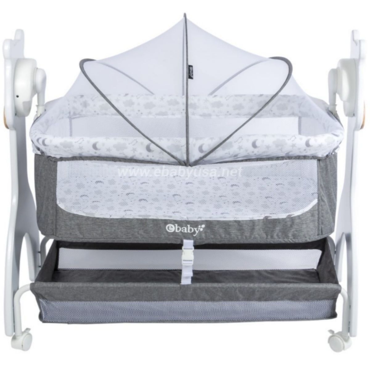 EBABY - Cuna Mecedora Eléctrica Aura PLOMO