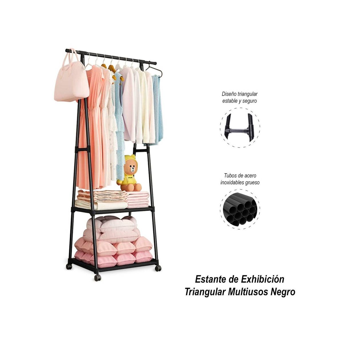 GENERICO - Estante de Exhibición Triangular Multiusos Negro