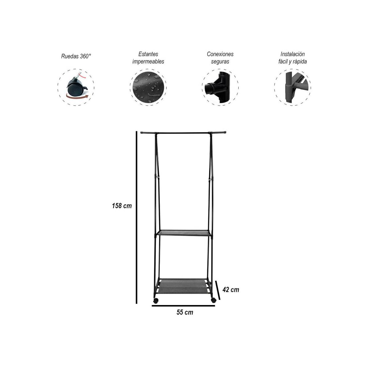 GENERICO - Estante de Exhibición Triangular Multiusos Negro