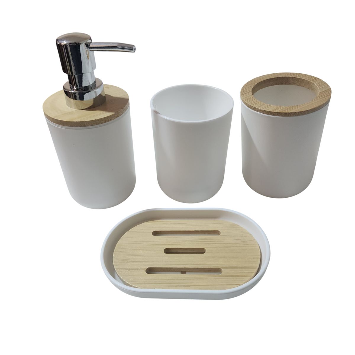 GENERICO - Set de Accesorios Para Baño diseño moderno x4 pzs - Color Blanco