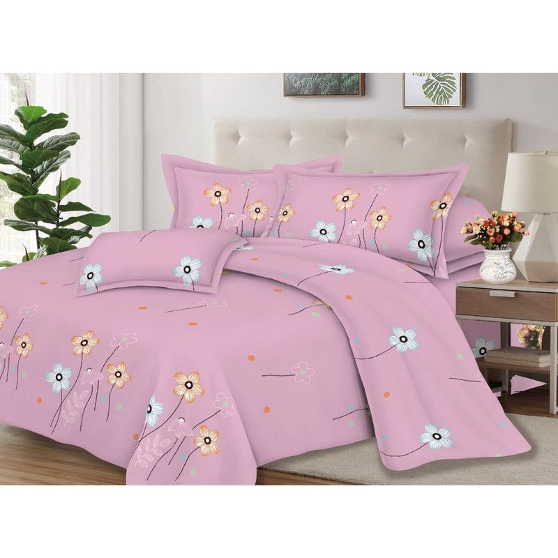 OEM - Juego de Sábanas 100% Algodón 2Plazas 4 Piezas 2000 Hilos Rosa Lila